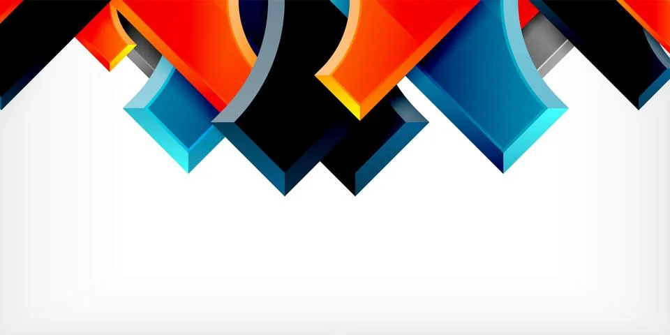 Arrow with round elements. Color geometric shapes background. Vector Illustrazione stock