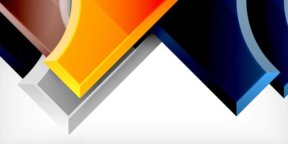 Arrow with round elements. Color geometric shapes background. Vector Illustrazione stock