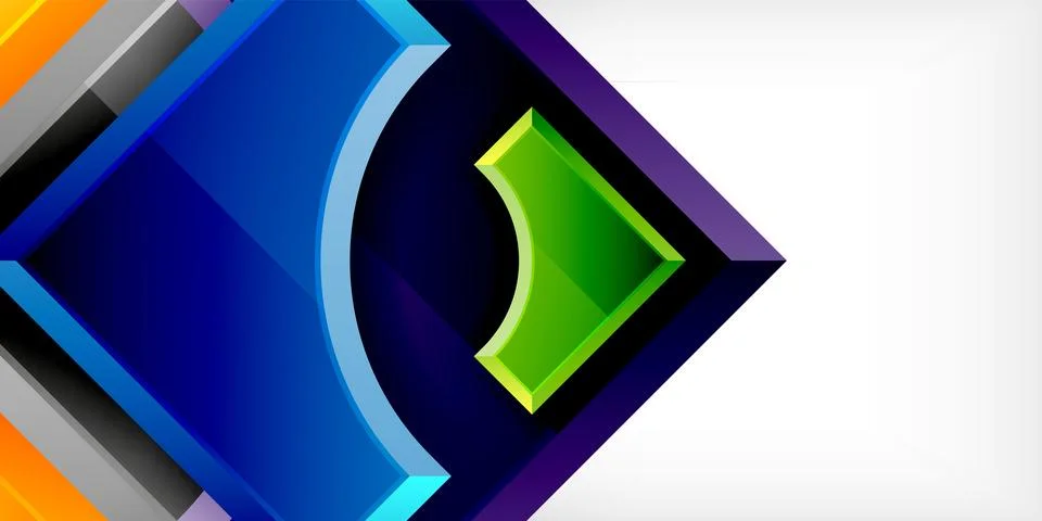 Arrow with round elements. Color geometric shapes background. Vector Stock Illustration