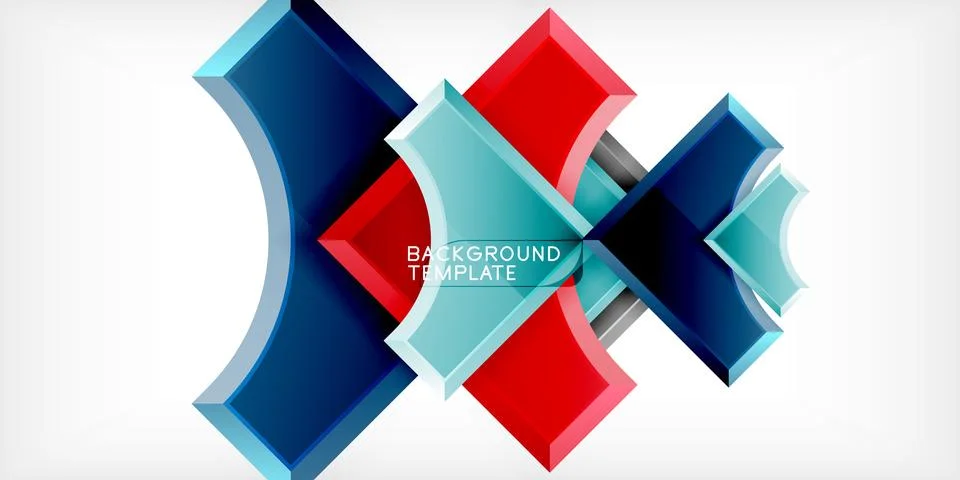 Arrow with round elements. Color geometric shapes background. Vector Illustrazione stock