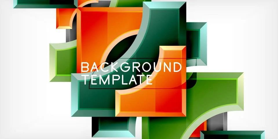 Arrow with round elements. Color geometric shapes background. Vector Stock Illustration