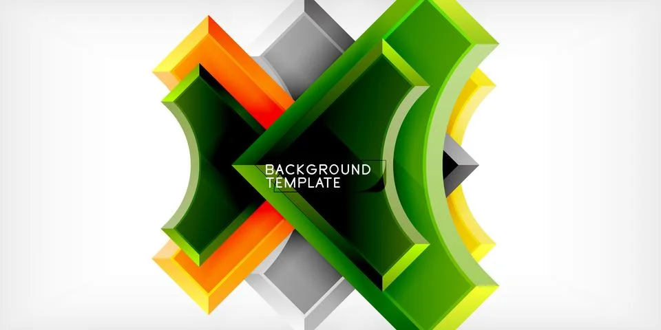 Arrow with round elements. Color geometric shapes background. Vector Illustrazione stock
