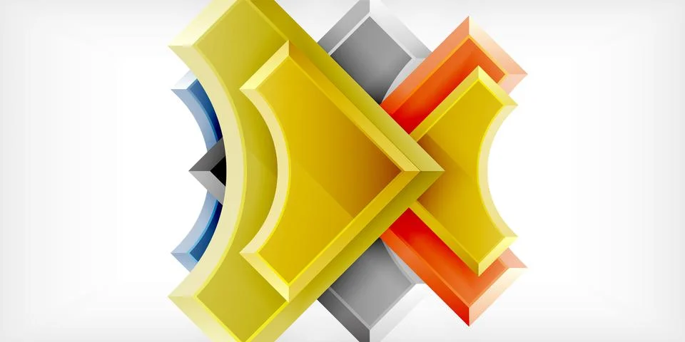 Arrow with round elements. Color geometric shapes background. Vector Stock Illustration