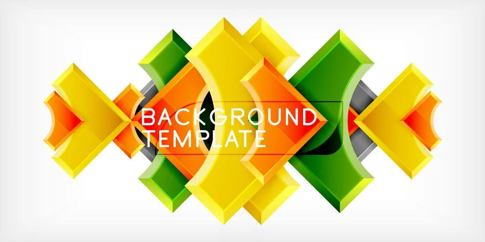 Arrow with round elements. Color geometric shapes background. Vector Stock Illustration