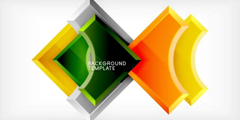 Arrow with round elements. Color geometric shapes background. Vector Stock Illustration