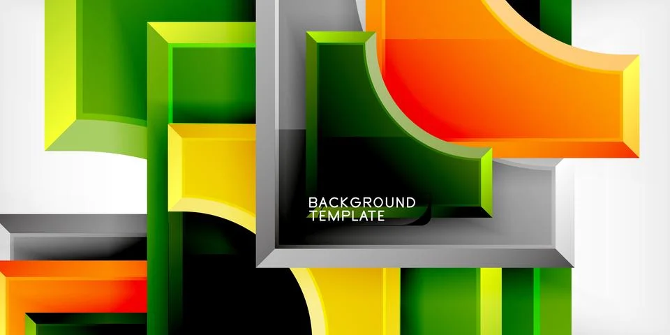 Arrow with round elements. Color geometric shapes background. Vector Illustrazione stock