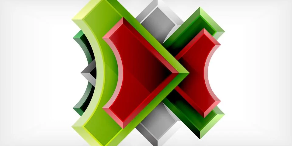Arrow with round elements. Color geometric shapes background. Vector Stock Illustration