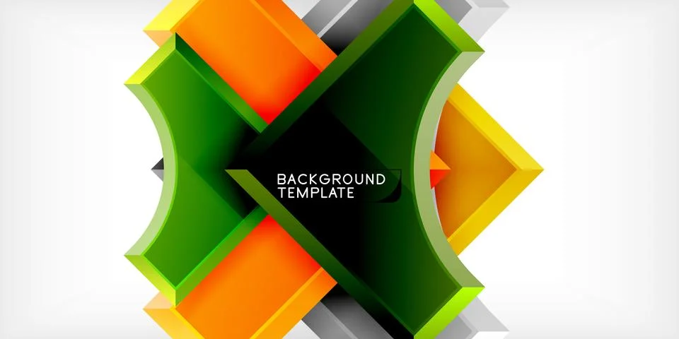 Arrow with round elements. Color geometric shapes background. Vector Stock Illustration