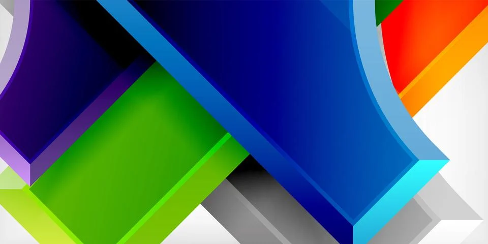 Arrow with round elements. Color geometric shapes background. Vector Stock Illustration