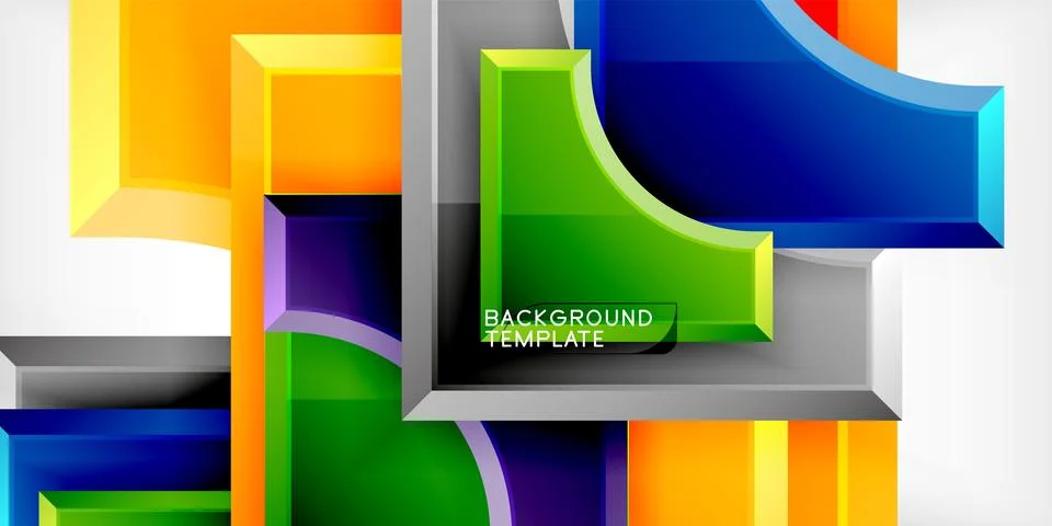 Arrow with round elements. Color geometric shapes background. Vector Illustrazione stock