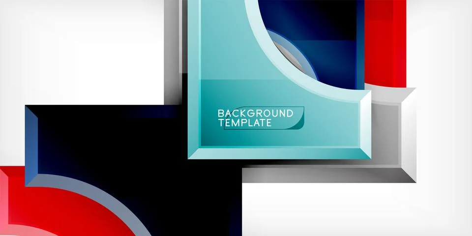 Arrow with round elements. Color geometric shapes background. Vector Stock Illustration