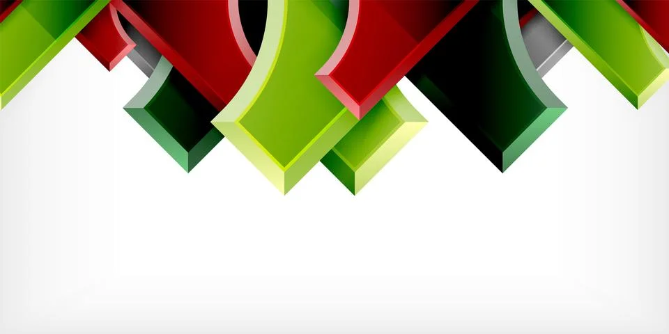 Arrow with round elements. Color geometric shapes background. Vector Illustrazione stock