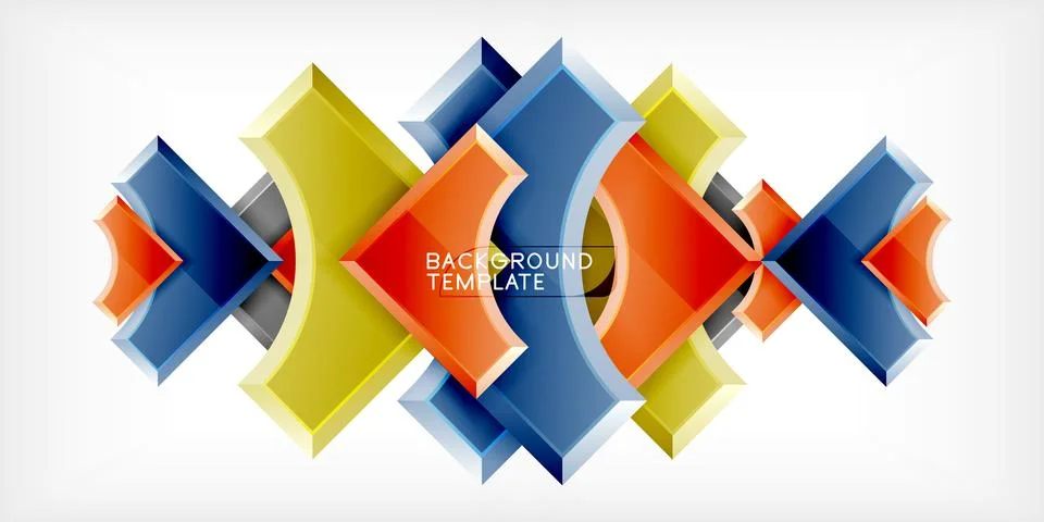 Arrow with round elements. Color geometric shapes background. Vector Illustrazione stock