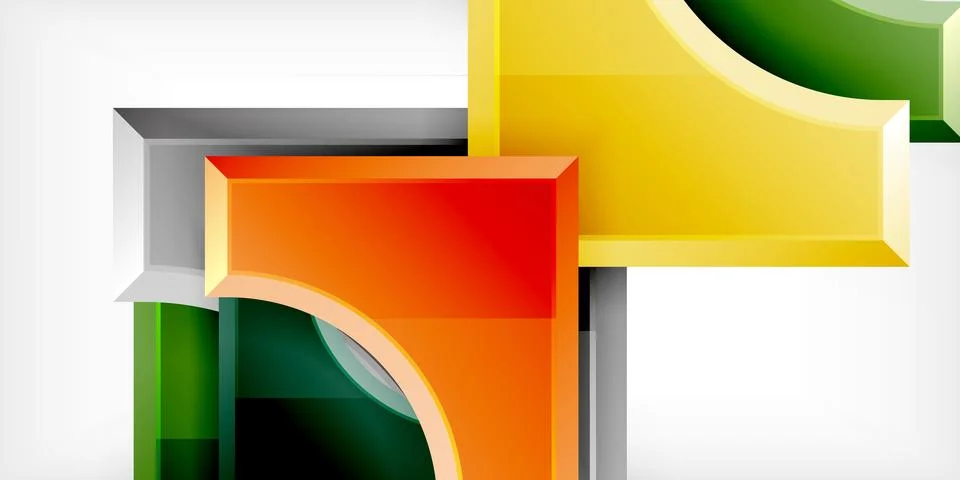 Arrow with round elements. Color geometric shapes background. Vector 스톡 일러스트