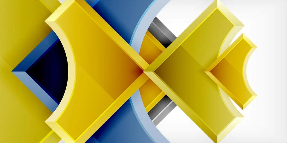 Arrow with round elements. Color geometric shapes background. Vector Stock Illustration