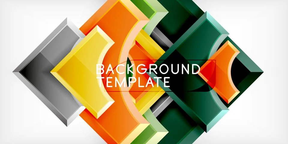 Arrow with round elements. Color geometric shapes background. Vector Stock Illustration