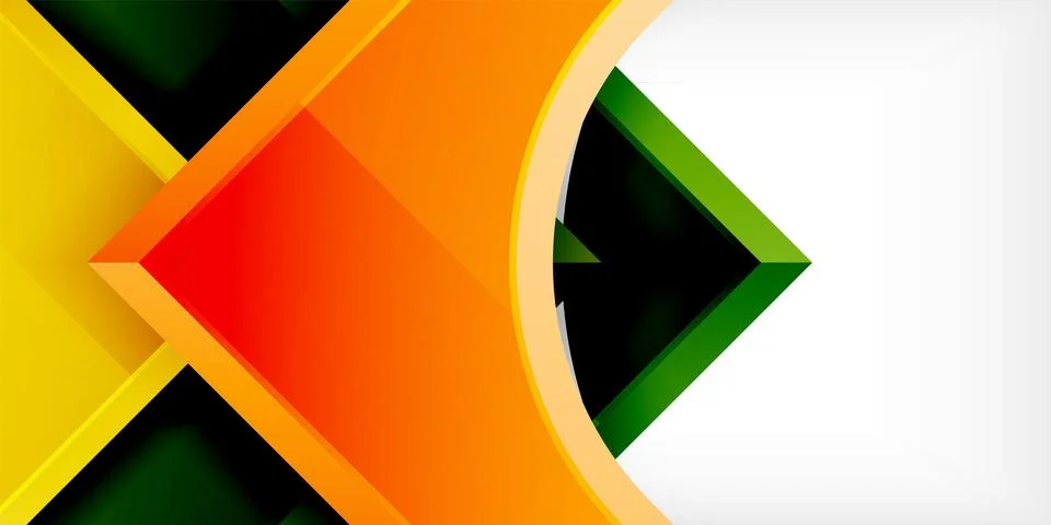Arrow with round elements. Color geometric shapes background. Vector 스톡 일러스트