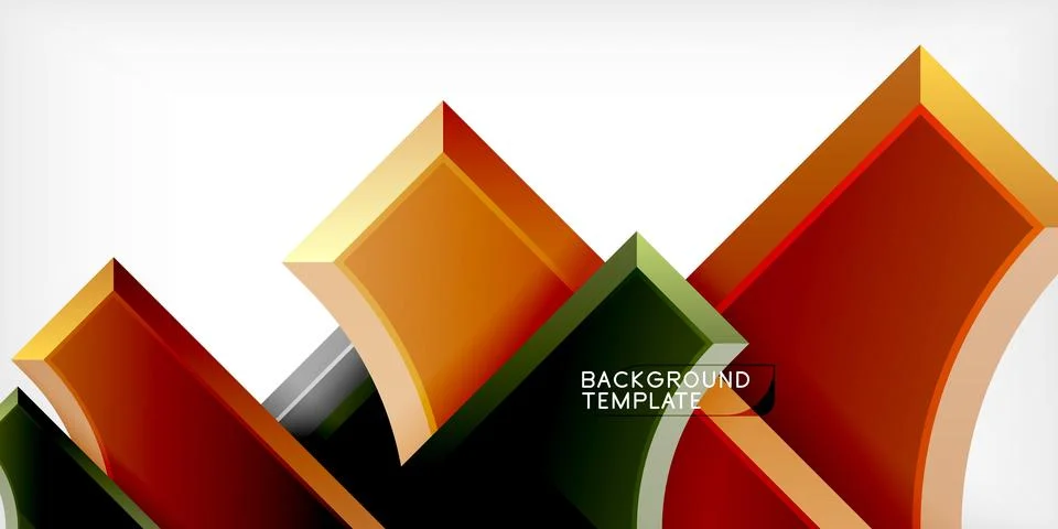 Arrow with round elements. Color geometric shapes background. Vector Stock Illustration