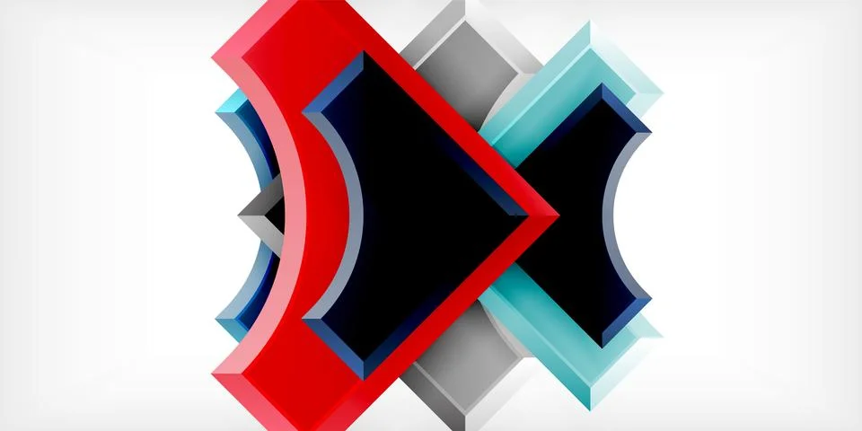Arrow with round elements. Color geometric shapes background. Vector Illustrazione stock