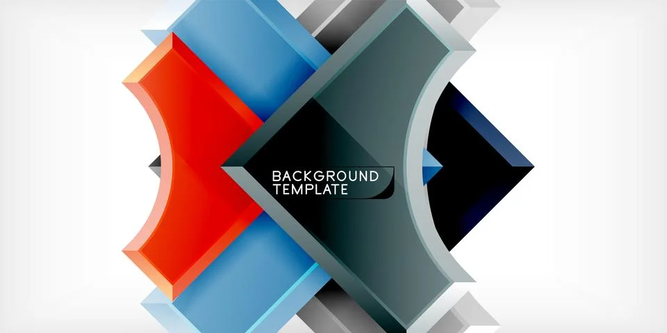 Arrow with round elements. Color geometric shapes background. Vector Stock Illustration