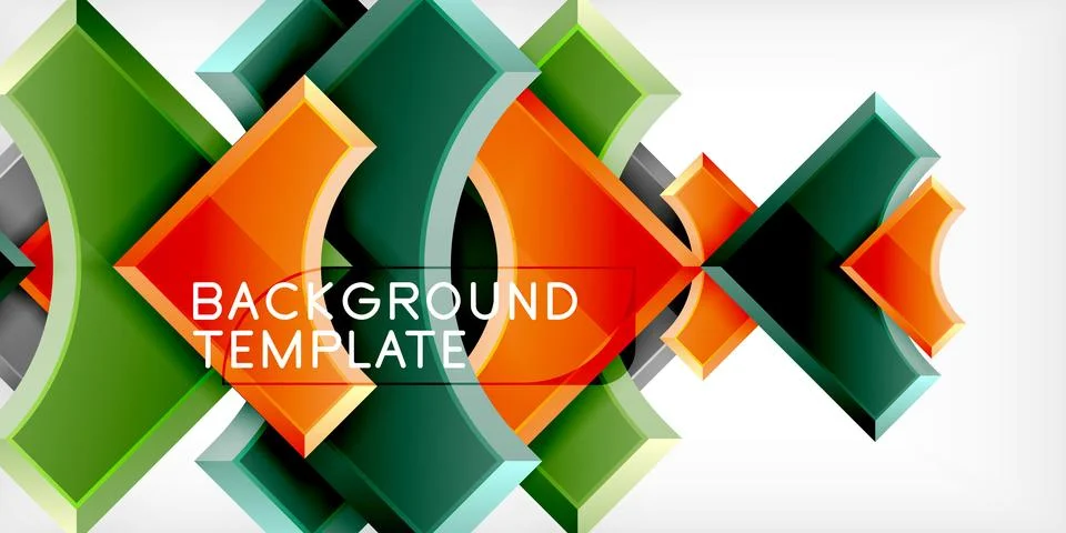 Arrow with round elements. Color geometric shapes background. Vector Illustrazione stock
