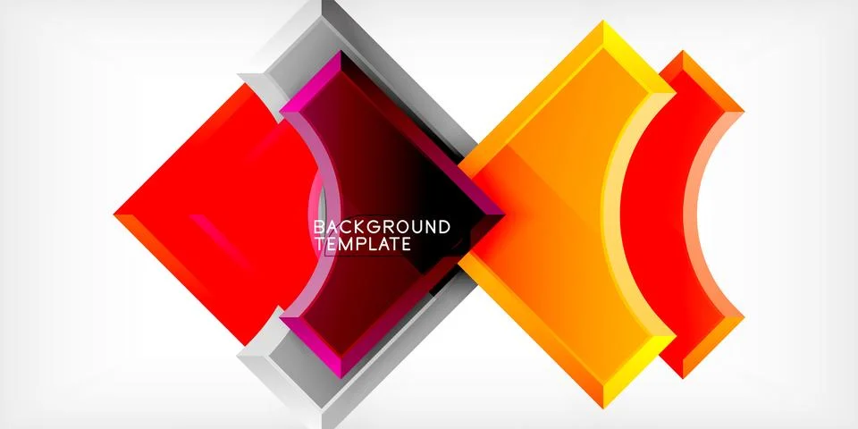 Arrow with round elements. Color geometric shapes background. Vector Stock Illustration