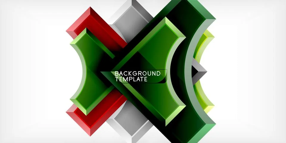 Arrow with round elements. Color geometric shapes background. Vector Illustrazione stock