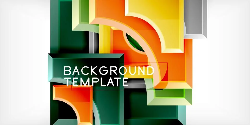 Arrow with round elements. Color geometric shapes background. Vector Stock Illustration