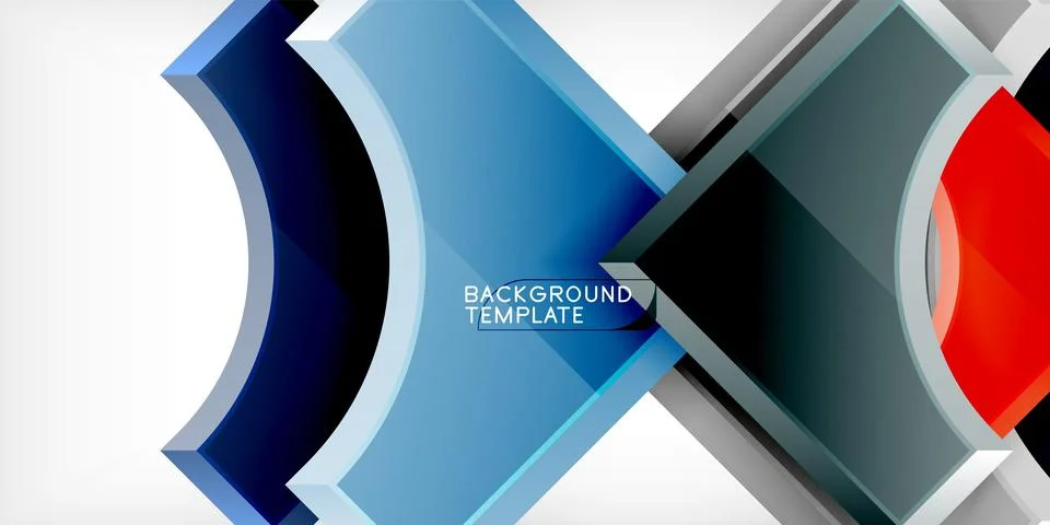 Arrow with round elements. Color geometric shapes background. Vector 스톡 일러스트