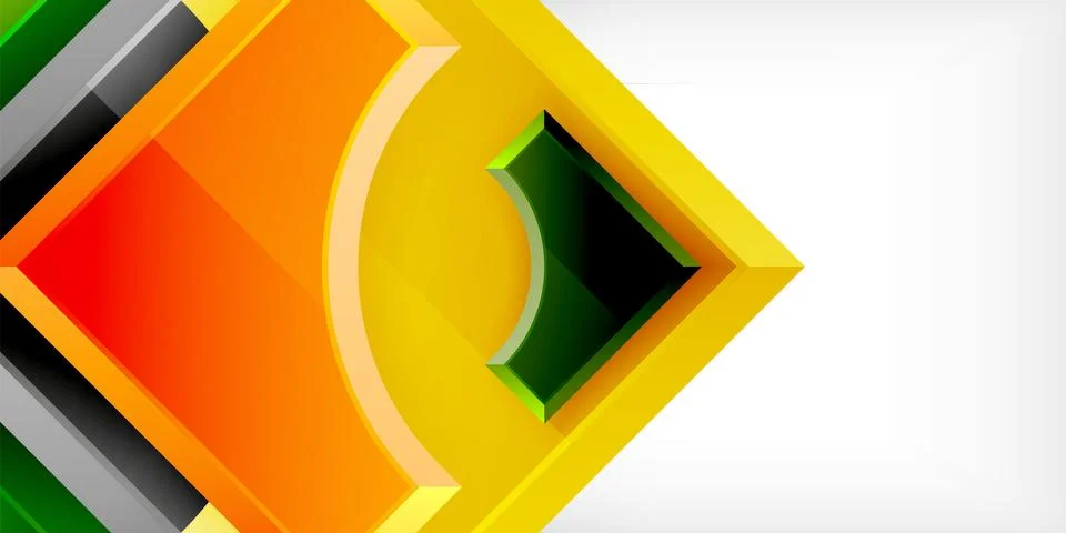 Arrow with round elements. Color geometric shapes background. Vector Stock Illustration