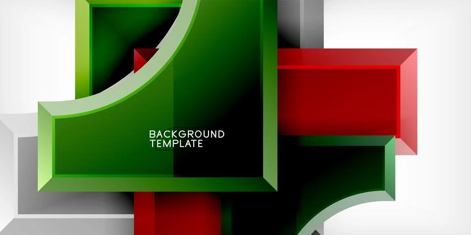 Arrow with round elements. Color geometric shapes background. Vector Stock Illustration