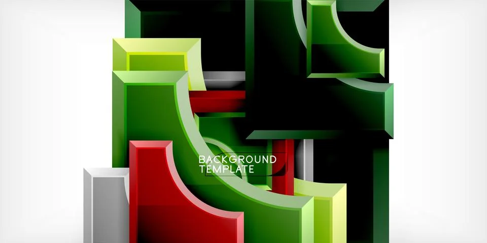 Arrow with round elements. Color geometric shapes background. Vector Illustrazione stock