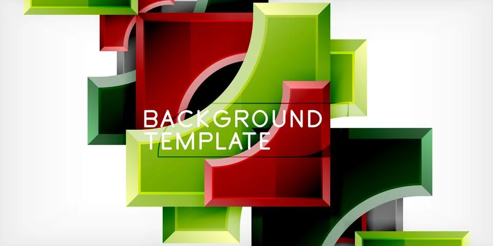 Arrow with round elements. Color geometric shapes background. Vector Stock Illustration