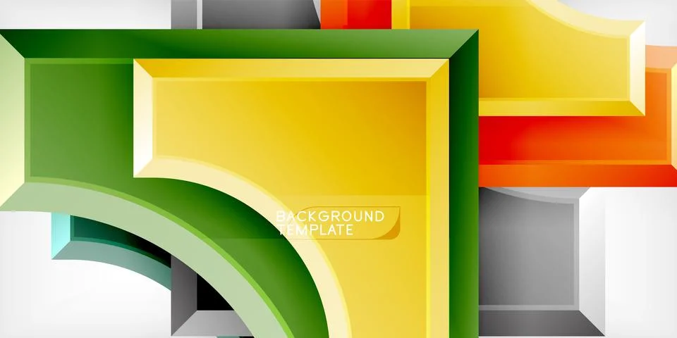 Arrow with round elements. Color geometric shapes background. Vector Stock Illustration