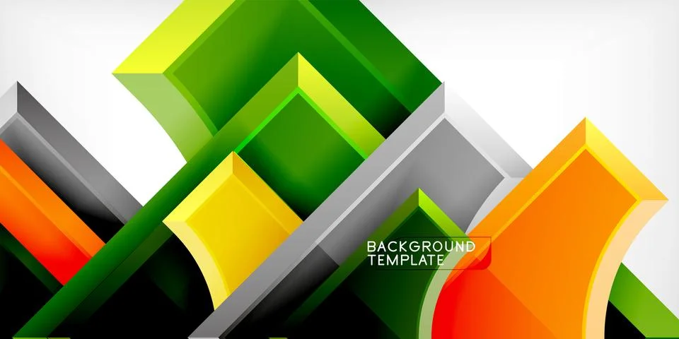 Arrow with round elements. Color geometric shapes background. Vector Stock Illustration