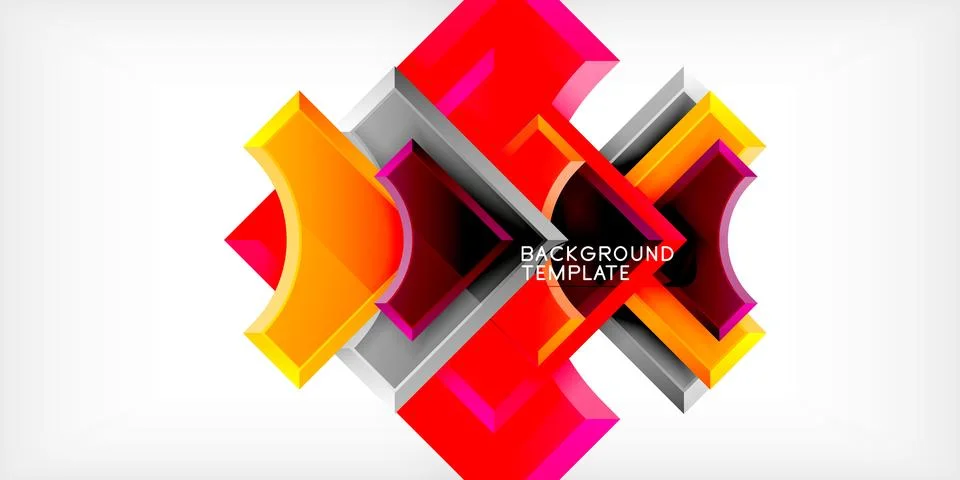 Arrow with round elements. Color geometric shapes background. Vector Illustrazione stock