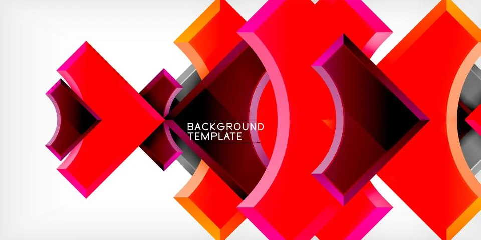 Arrow with round elements. Color geometric shapes background. Vector Illustrazione stock