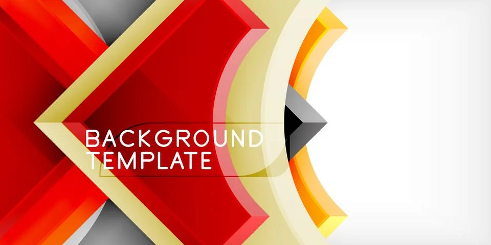 Arrow with round elements. Color geometric shapes background. Vector Stock Illustration