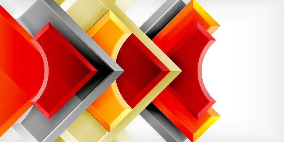 Arrow with round elements. Color geometric shapes background. Vector Illustrazione stock