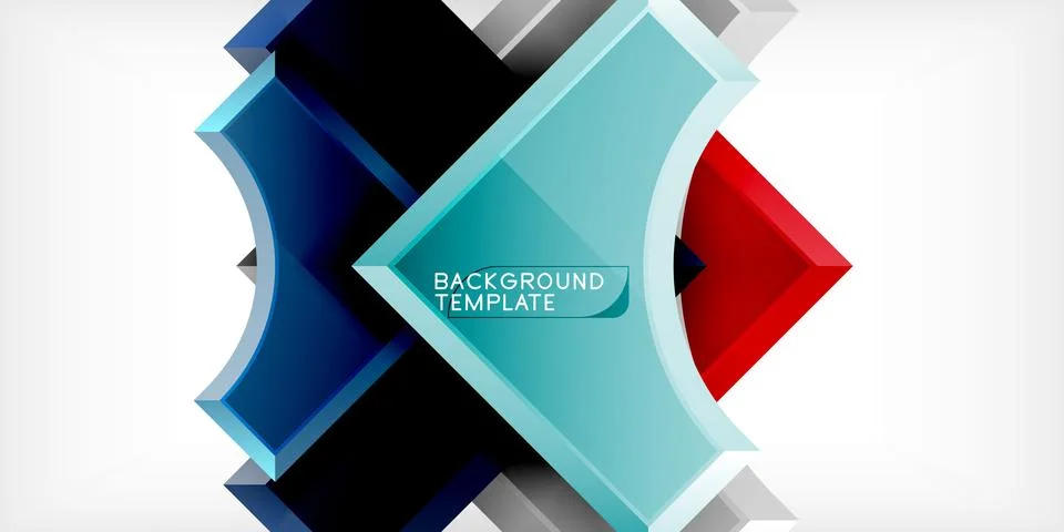 Arrow with round elements. Color geometric shapes background. Vector Stock Illustration