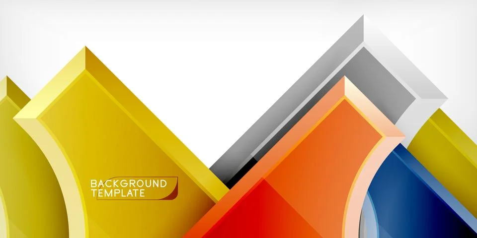 Arrow with round elements. Color geometric shapes background. Vector Illustrazione stock
