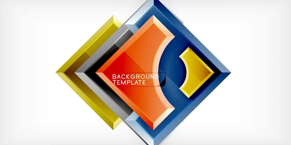 Arrow with round elements. Color geometric shapes background. Vector Stock Illustration