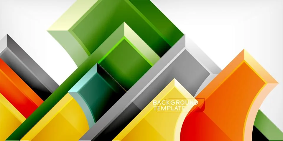 Arrow with round elements. Color geometric shapes background. Vector Stock Illustration