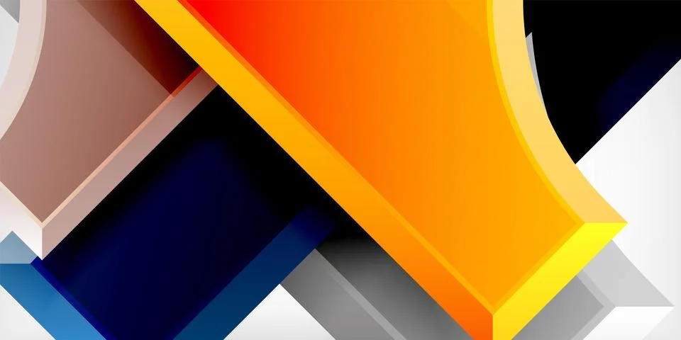 Arrow with round elements. Color geometric shapes background. Vector 스톡 일러스트