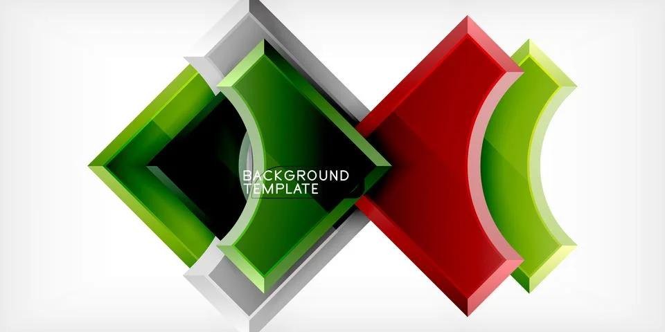 Arrow with round elements. Color geometric shapes background. Vector Stock Illustration