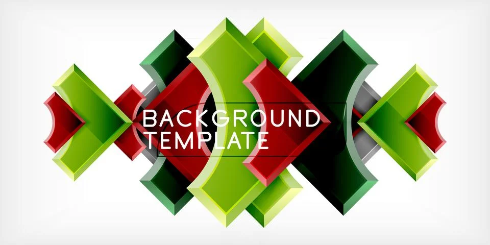 Arrow with round elements. Color geometric shapes background. Vector Illustrazione stock