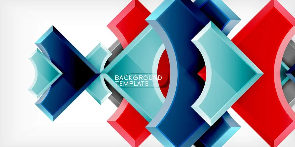 Arrow with round elements. Color geometric shapes background. Vector Stock Illustration