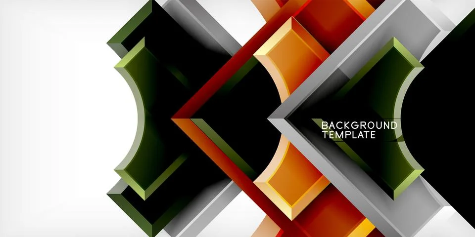 Arrow with round elements. Color geometric shapes background. Vector Stock Illustration