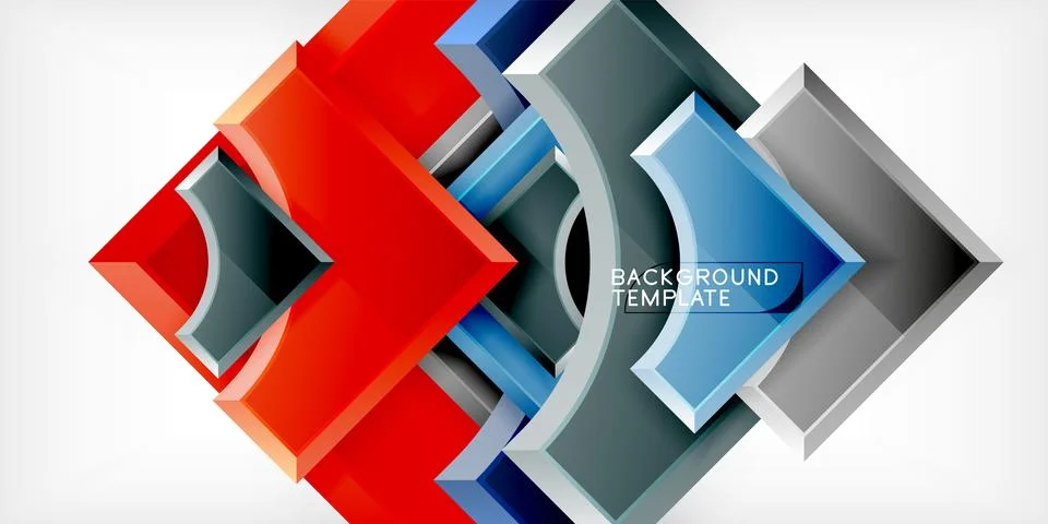Arrow with round elements. Color geometric shapes background. Vector Stock Illustration