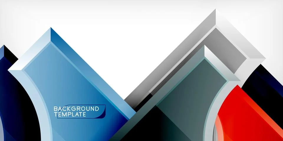 Arrow with round elements. Color geometric shapes background. Vector Illustrazione stock